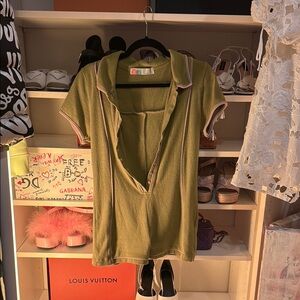 Tan Short Sleeve Polo Button Down Shirt